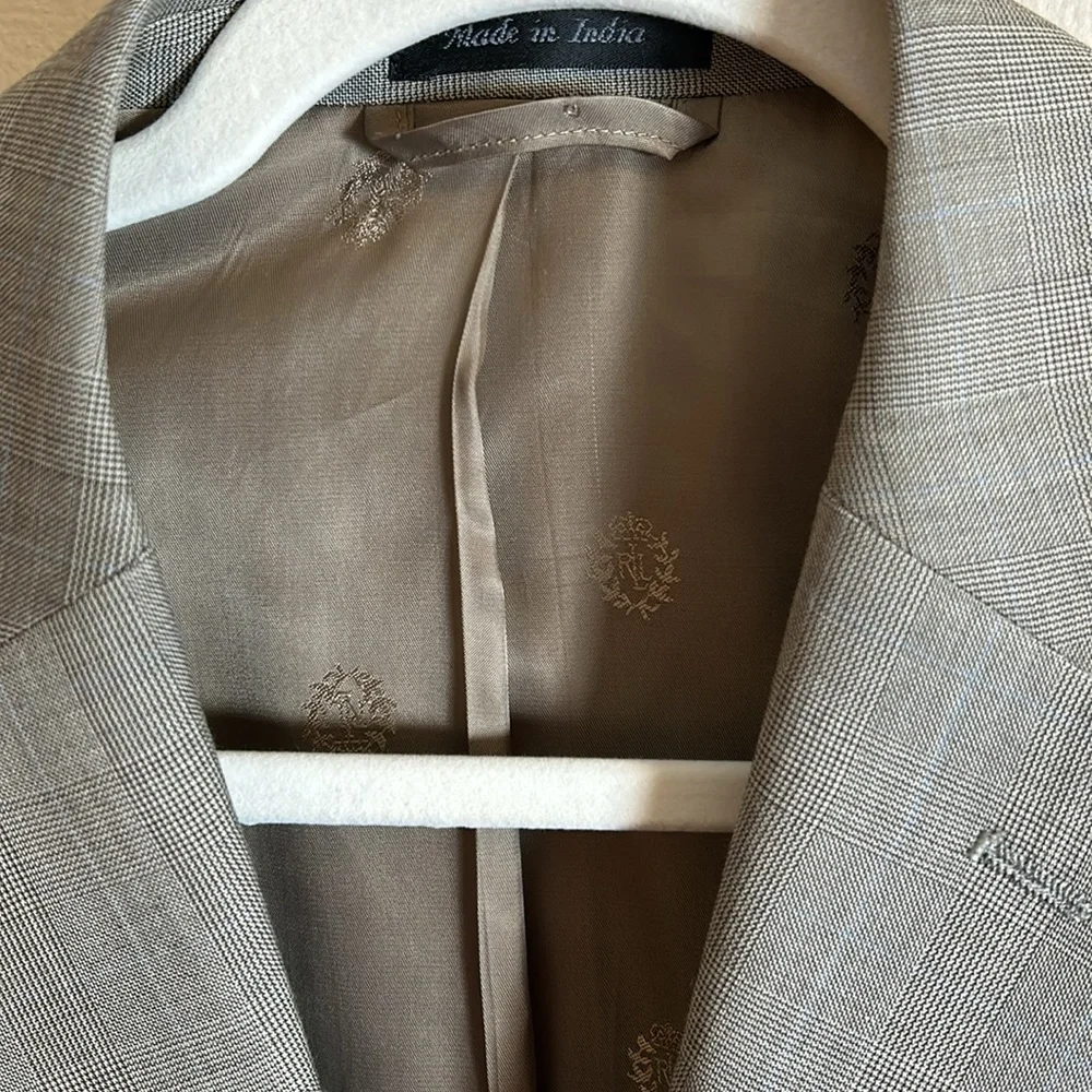 Ralph‎ Lauren Grey Suit Jacket Plaid Two Button
